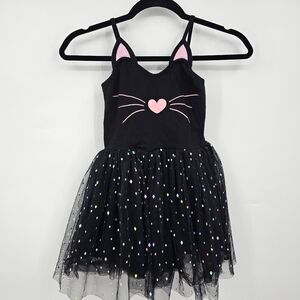 Girls Black Cat Tutu Dress Sparkly Tulle Skirt Size 7